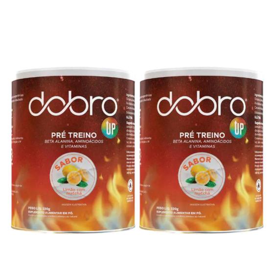 Imagem de 2x Pré-treino Up Com Beta Alanina Dobro Sabor Limão Com Matchá 220g
