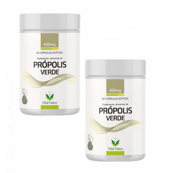 Imagem de 2x Própolis Verde 60 Cáps- 400mg- Extrato 100%- Vital Natus