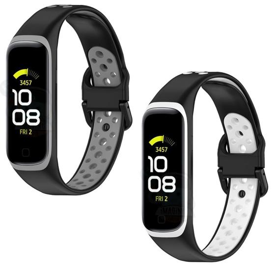 Imagem de 2x Pulseira Silicone Furadinha Compatível com Galaxy Fit 2