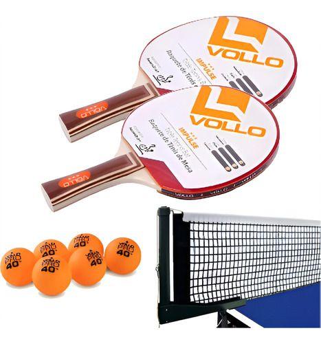 Imagem de 2x Raquetes Ping Pong Vollo + Rede Alicate + 6 Bolas 1 Star