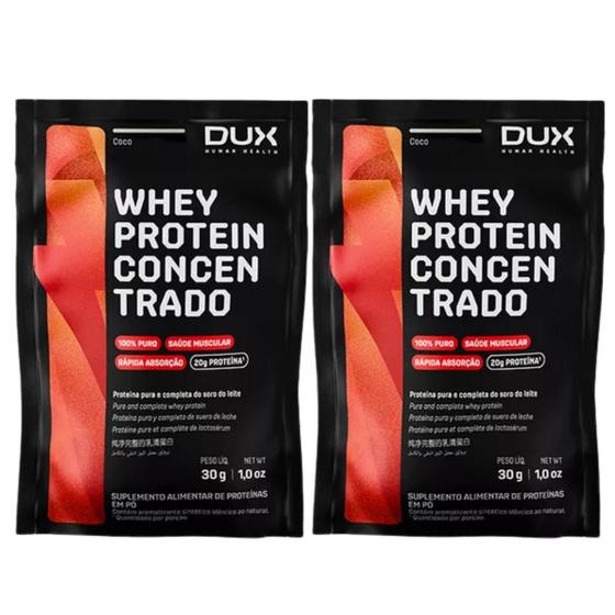 Imagem de 2x Sache Whey Protein Concentrado Dux Coco 30g