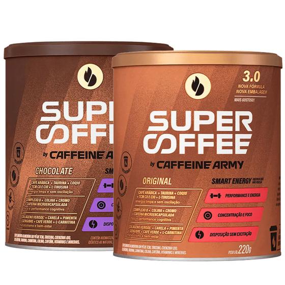 2x super coffee 3.0 220g - caffeine army (vanilla + chocolate) - Bebida ...