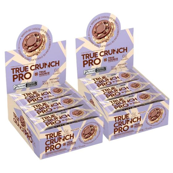 Imagem de 2x True Crunch Pro Chocolate Meio Amargo True Source 12 Unidades 25g
