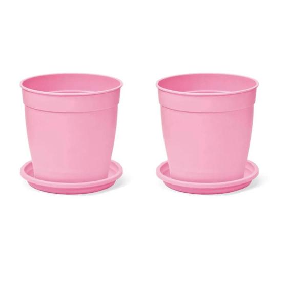 Imagem de 2X Vaso Aquarela com Prato 1,5 (0,25L) Rosa NUTRIPLAN