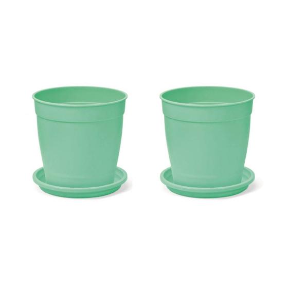 Imagem de 2X Vaso Aquarela com Prato 1,5 (0,25L) Verde NUTRIPLAN