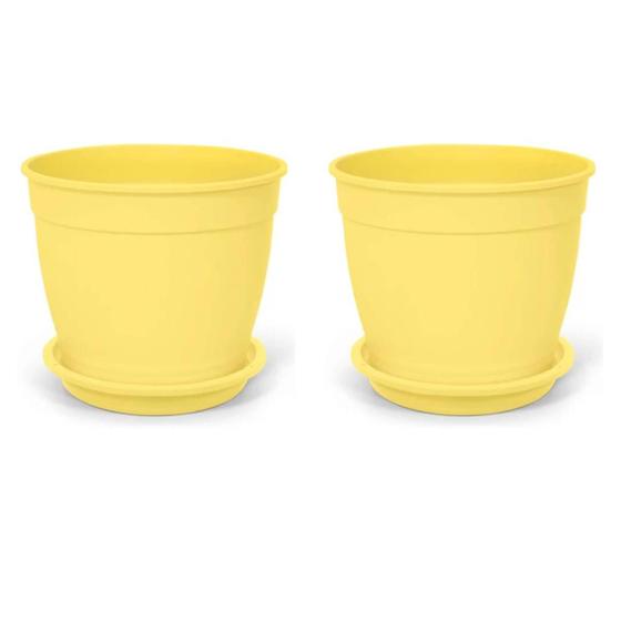 Imagem de 2X Vaso Aquarela com Prato 2,5 (1L) Amarelo NUTRIPLAN