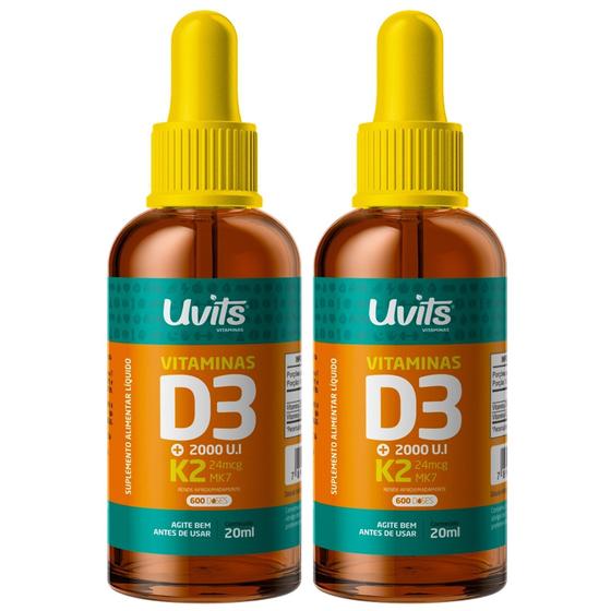 2x Vitamina D3 10.000ui + K2 120mcg Em 5 GOTAS -120 Doses Uvits Menor preço em 2x Vitamina D3 10.000ui + K2 120mcg Em 5 GOTAS -120 Doses Uvits