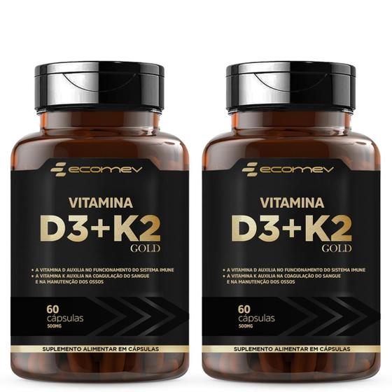 Imagem de 2x Vitamina D3 2.000UI + K2 Mk-7 149mcg 120 Cáps (4 Meses de Uso) Ecomev