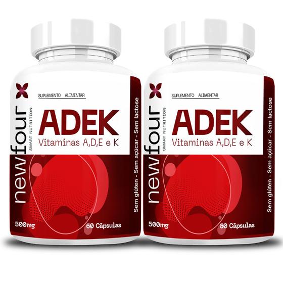 Imagem de 2x Vitaminas A D E K 500MG 120 Capsulas - New Four