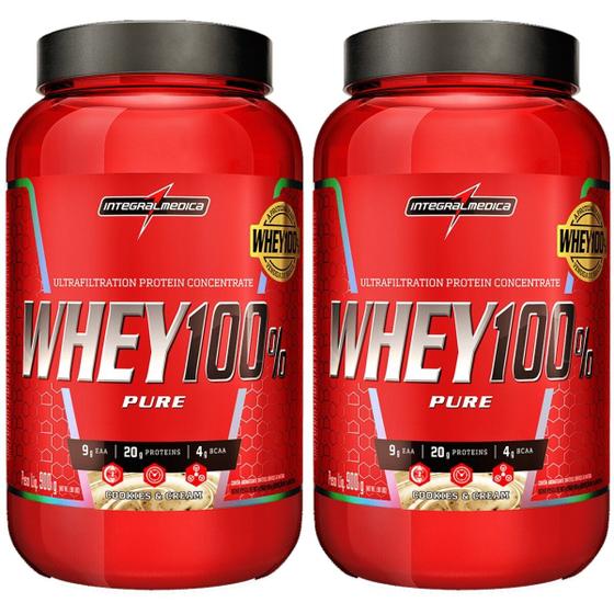 Imagem de 2x Whey 100% Pure Pote 900g Cookies and Cream Integralmedica