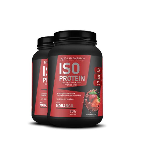 Imagem de 2X Whey Isolado Protein Morango 900G Hf Suplementos