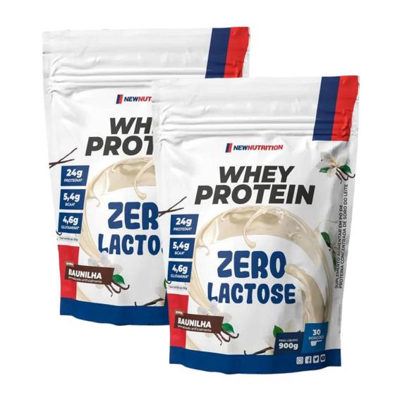 Imagem de 2x Whey Protein Concentrado Zero Lactose 900g New Nutrition