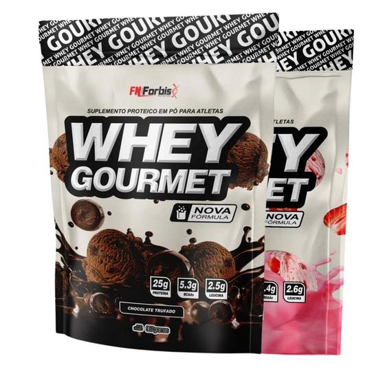 Imagem de 2x Whey Protein Gourmet Fn Forbis 900g - Sabores