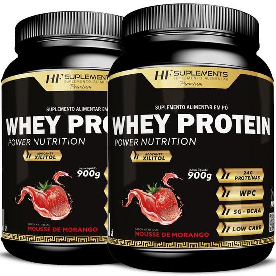 Imagem de 2x whey protein power nutrition mousse de morango 900g