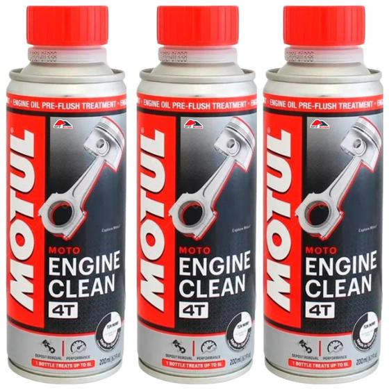 Imagem de 3 Aditivos Limpeza de Motor Pré Troca de Óleo 4t Motul Engine Clean Moto