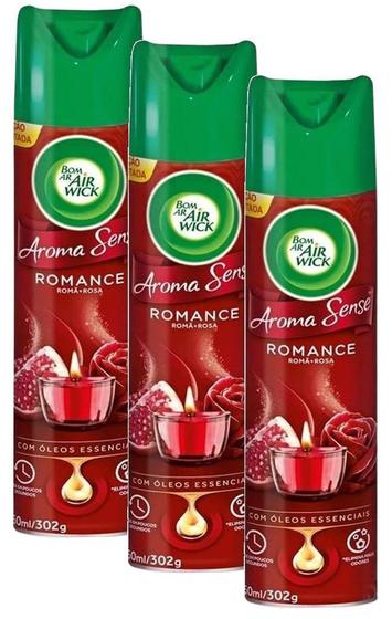 Imagem de 3 Air Wick Bom Ar Adorizador Aroma Romance Romã + Rosa 360Ml