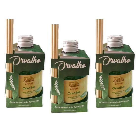 Imagem de 3 Aromatizador Ambiente de Orvalho Odorizador Difusor Vareta 280ml Perfume Casa Cheirinho - Envio Já