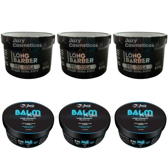 Imagem de 3 Balm Pós-barba 100g + 3 Gel Ultra Fixação Long Barber 300g