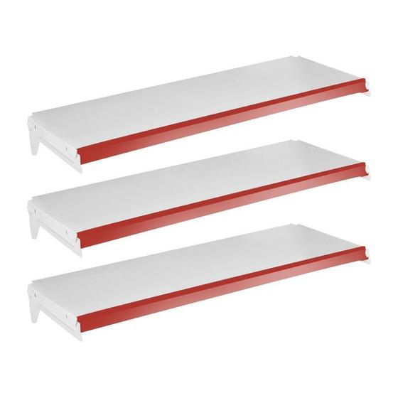 Imagem de 3 Bandejas Gôndolas New Plus 30X91 E Pe Vermelho Sa Gôndolas