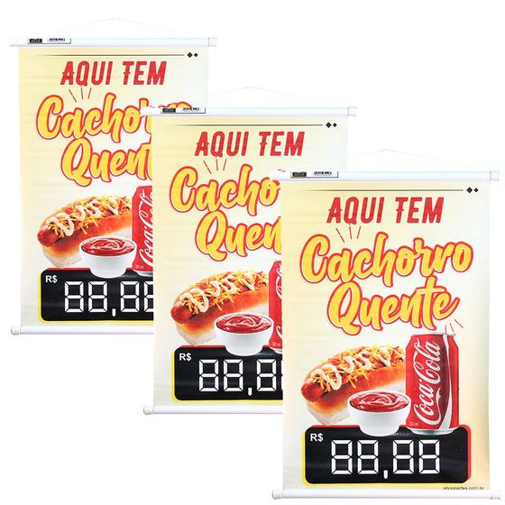 Imagem de 3 Banners  Promocional Para Comercio Cachorro Quente