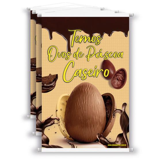 Imagem de 3 Banners Temos Ovo De Chocolate Caseiro 40x60 Cm