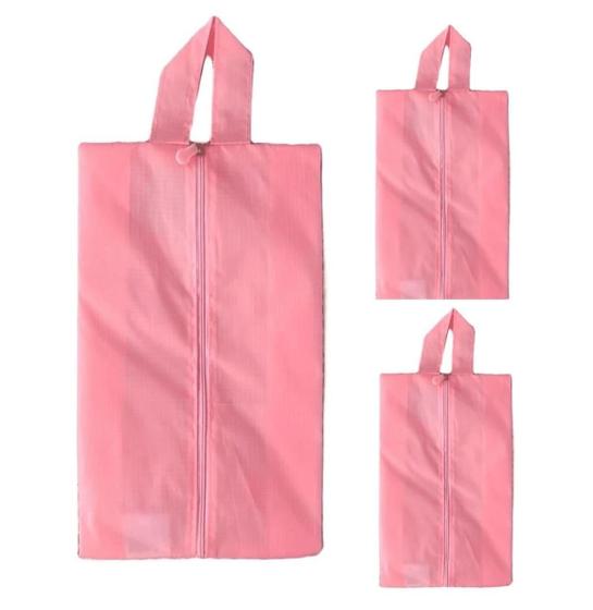 Imagem de 3 Bolsa Porta Sapato Viagem Tenis Roupa Mochila Rosa