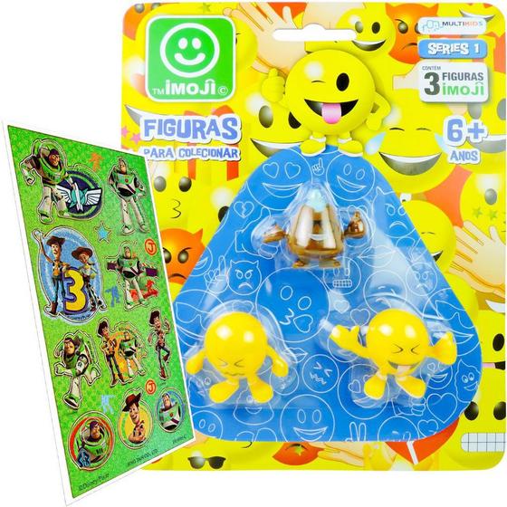 Imagem de 3 Bonecos Emoji Figuras Divertidas Multikids + Adesivo B