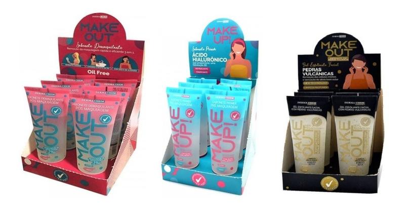 Imagem de 3 Box Dermachem Sabonete Facial Make Up e Make Out + Gel Esfoliante Pós Make - Ideal p/ Revenda