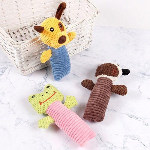Imagem de 3 Brinquedos Sortidos Para Cães Pelúcia Canelada Resistente Com Apito para Pets Cachorros Pequenos