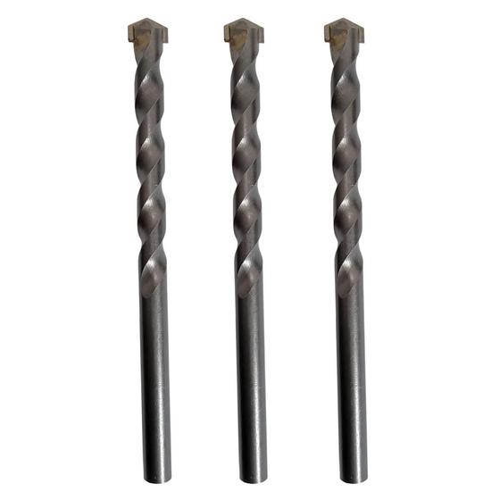 Imagem de 3 Brocas Para Concreto 10mm Ponta Metal Duro Profissional