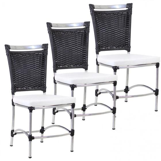 Imagem de 3 Cadeira Em Alumínio E Fibra Sintética Jk Cozinha Edícula