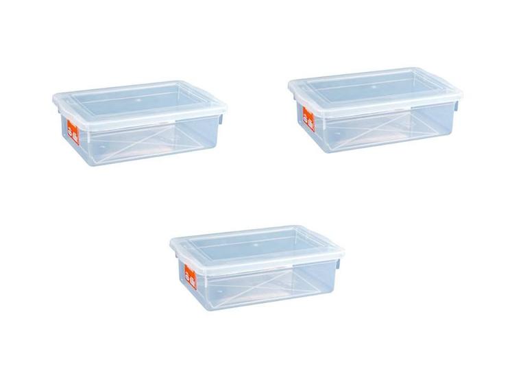 Imagem de 3 Caixas Plásticas Com Tampa Transparente Multi Uso 2,5 L