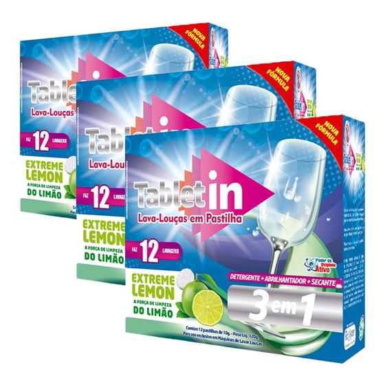 Imagem de 3 Caixas Tabletin Lava-Louças Extreme Lemon - 36 unidades
