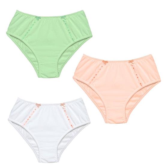 Imagem de 3 Calcinha Cintura Alta Luminate 2112 Renda Pessego Branco Verde