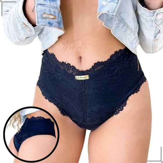Imagem de 3 Calcinhas Cós Alto Renda Cintura Alta Modeladora Atacado
