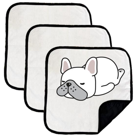 Imagem de 3 Caminhas para Cães e Gatos Dobrável 200 Lavagens 45x45 Branco com Borda Preta Antipulgas Quality