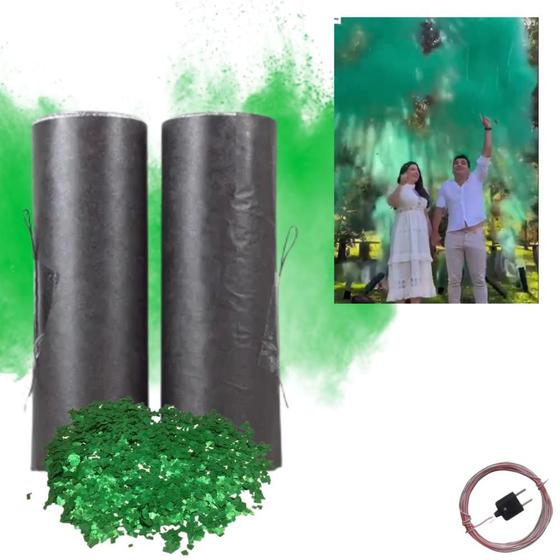 Imagem de 3 Canhões Pó Colorido Com Serpentina + 2 Latas De Fumaça - Chá Revelação
