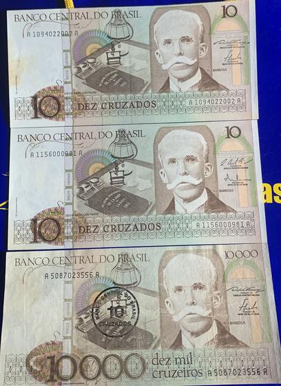 Imagem de 3 Cédulas 10 Cruzados Banco Central  Coleção