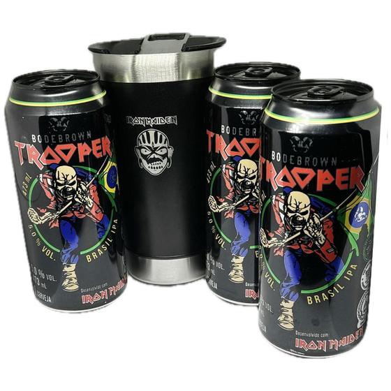 Imagem de 3 Cerveja Ipa Trooper Iron Maiden 473Ml + Copo Térmico 500Ml