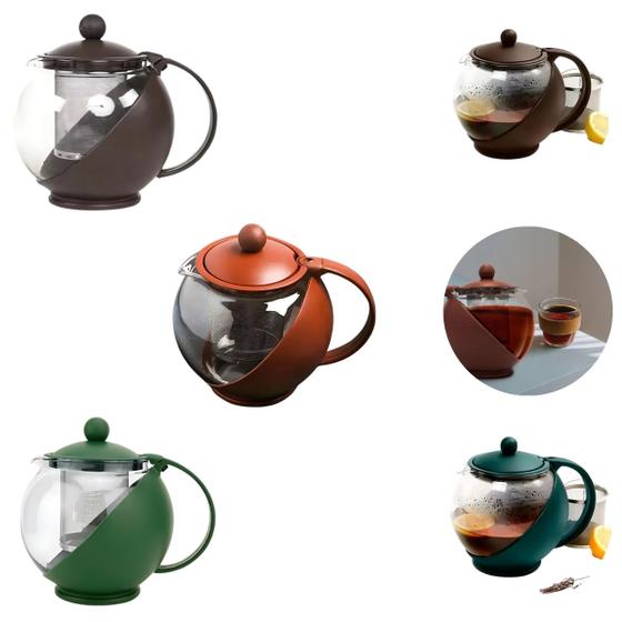 Imagem de 3 Chaleiras de Vidro Com Infusor Filtro Inox Chá Café 750ml