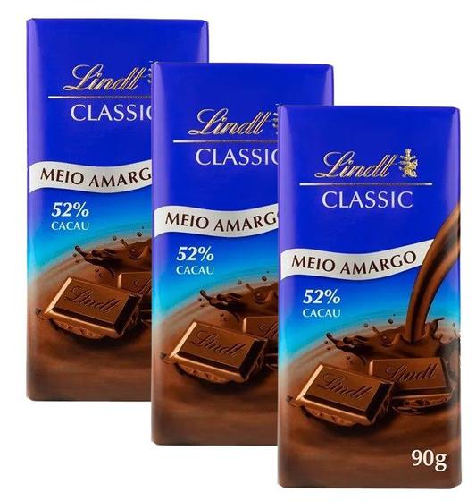 Imagem de 3 chocolate francês meio amargo 52% cacau lindt classic 90g