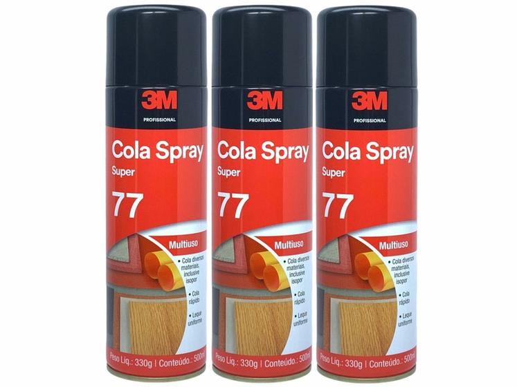 Imagem de 3 cola spray super 77 3m para isopor papel cortiça espuma