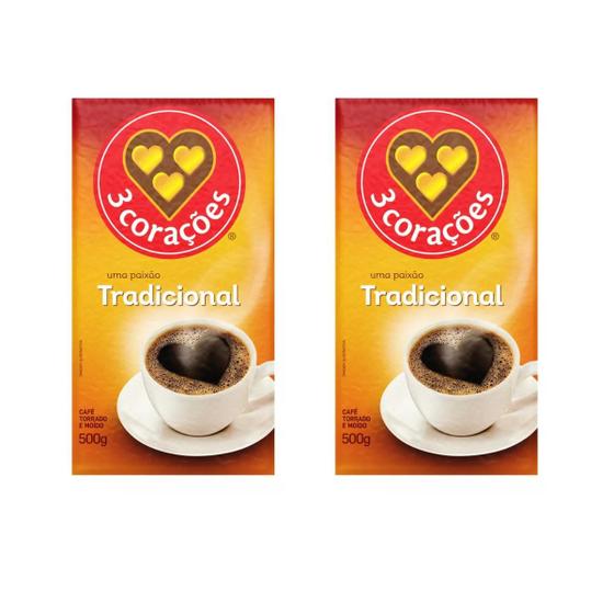 Imagem de 3 Corações tradicionais café torrado e moído 500g, Kit com 2