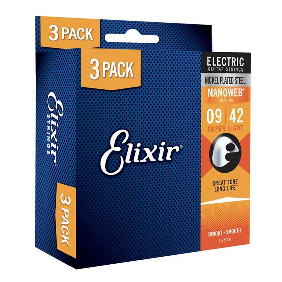 Imagem de 3 Cordas de Guitarra Elétrica Elixir NANOWEB Coating