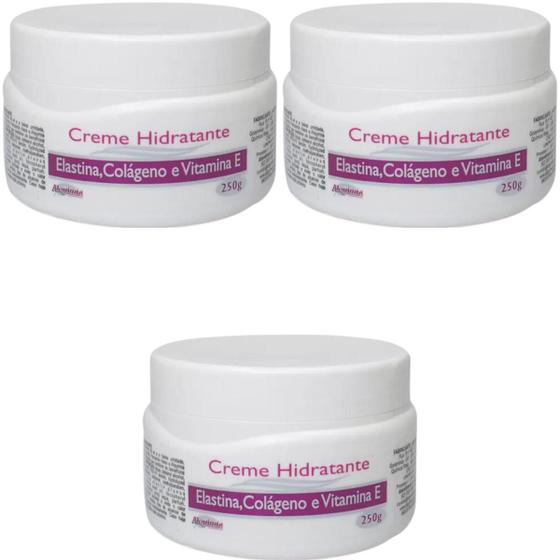 Imagem de 3 Creme Hidratante Alquimia Elastina Colágeno e Vitamina E Pote 250g