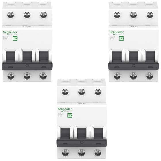 Imagem de 3 Disjuntores 40A 3kA Curva C Schneider Easy9 400V