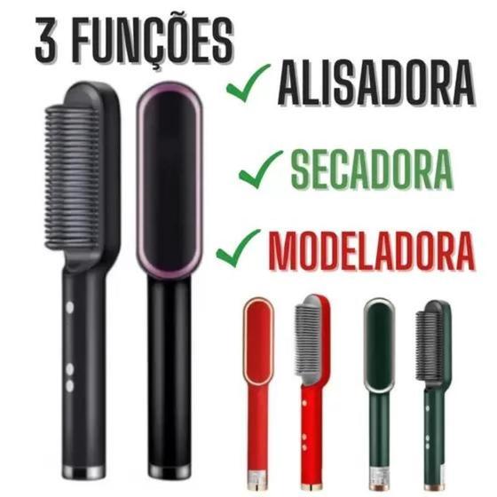 Imagem de 3 Em 1 Escova Pente Secadora Seca Modela Cabelo