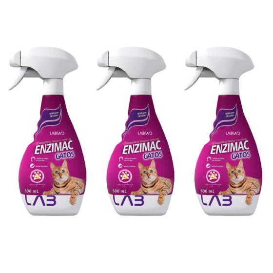 Imagem de 3 EnziMac Gatos Eliminador De Odores E Manchas Spray 500ml