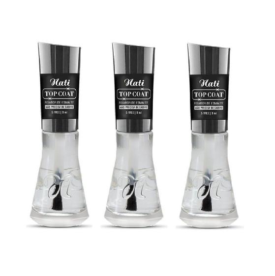 Imagem de 3 Esmalte Top Coat Fixador de Esmaltes 8ml - Nati
