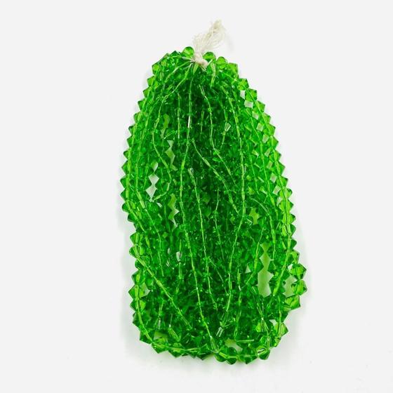 Imagem de 3 Fios de Pedras Balão Verde 9x8mm 132un Artesanato 35cm